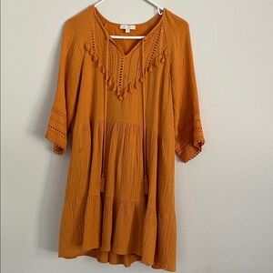Anthropologie Orange Boho Tunic Dress